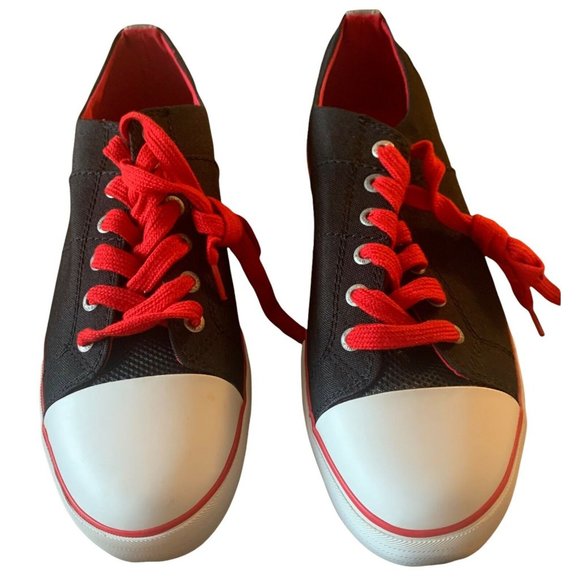 Levi's Other - LEVI'S Men's Denim Canvas Sneakers Black Size 12 Lace Up Low Top New Red Lace